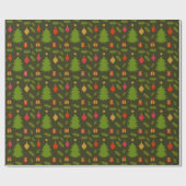 クリスマスツリーとオーナメントラッピング紙 ラッピングペーパー (フラット)