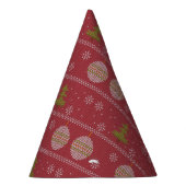 クリスマスツリーとオーナメント織り赤 パーティーハット (右)