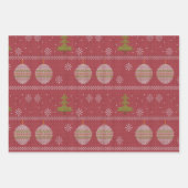 クリスマスツリーとオーナメント織り赤 ラッピングペーパーシート (正面2)