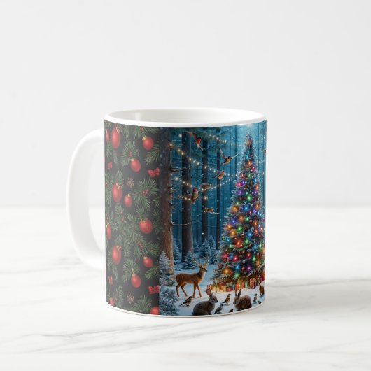 クリスマスツリーとオーナメント コーヒーマグカップ (正面左)