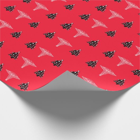 クリスマスツリーとカドゥセウスの包装紙 ラッピングペーパー (角)