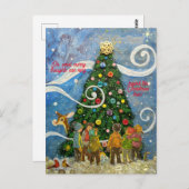 クリスマスツリーとカロラーズポストカード ポストカード (正面/裏面)