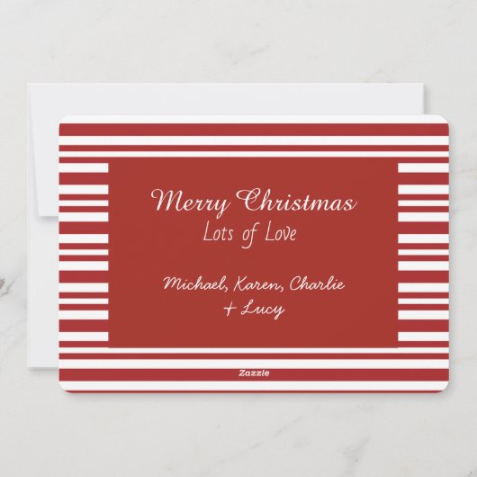 クリスマスツリーとキャンディストライプのーのカスタム写真 シーズンカード (裏面)