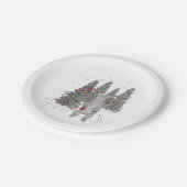 クリスマスツリーとキュートなクマの森 ペーパープレート (アングル)