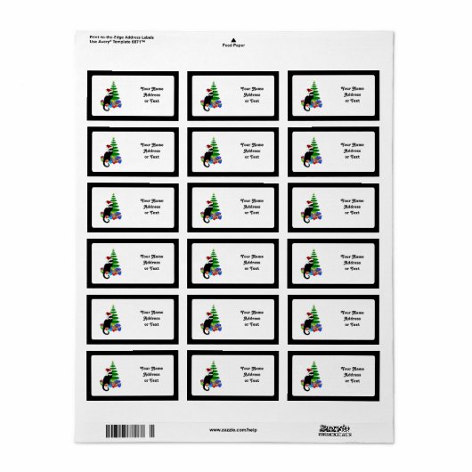 クリスマスツリーとギフトとノワールをチャット ラベル (フルシート)