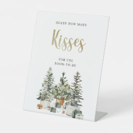 クリスマスツリーとギフトのキス数当てサイン 台座サイン