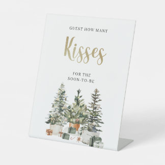 クリスマスツリーとギフトのキス数当てサイン 台座サイン