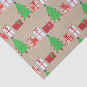 クリスマスツリーとギフトオンベージュティッシュペーパー 薄葉紙 (詳細)