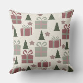 クリスマスツリーとギフトボックスパターン クッション (裏面)