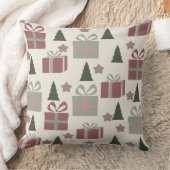 クリスマスツリーとギフトボックスパターン クッション (ブランケット)