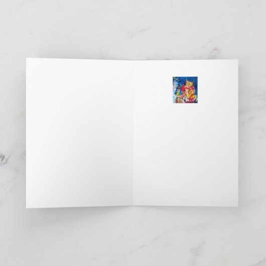 クリスマスツリーとギフト付きサンタクロース シーズンカード (内部)