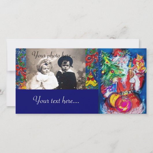 クリスマスツリーとギフト付きサンタ シーズンカード (正面)