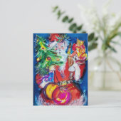 クリスマスツリーとギフト付きサンタ シーズンポストカード (スタンド正面)