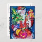 クリスマスツリーとギフト付きサンタ シーズンポストカード (正面/裏面)