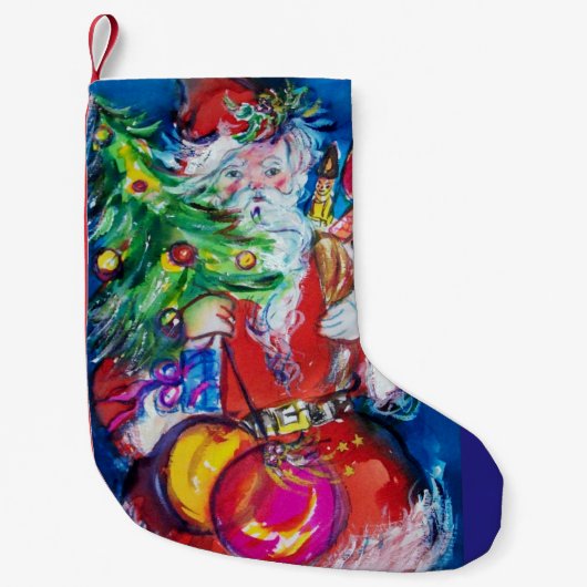 クリスマスツリーとギフト付きサンタ スモールクリスマスストッキング (正面)