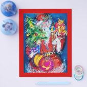 クリスマスツリーとギフト付きサンタ チラシ (シングル)