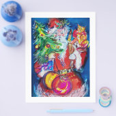 クリスマスツリーとギフト付きサンタ チラシ (シングル)