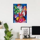 クリスマスツリーとギフト付きサンタ ポスター (ホームオフィス)