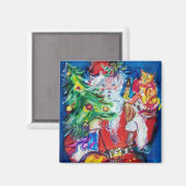 クリスマスツリーとギフト付きサンタ マグネット (正面/裏面)