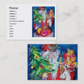 クリスマスツリーとギフト付きサンタ 名刺 (正面/裏面)