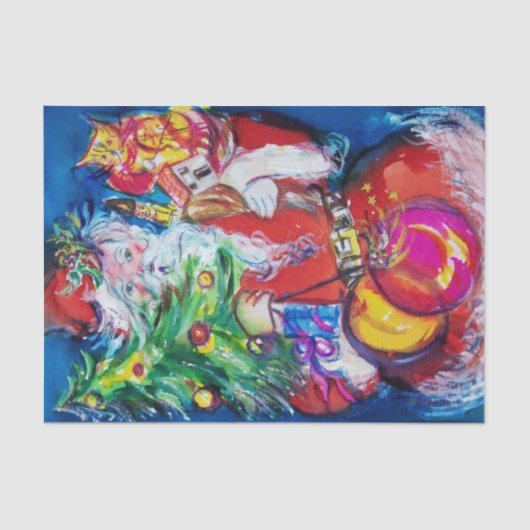 クリスマスツリーとギフト付きサンタ 薄葉紙 (正面)