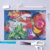 クリスマスツリーとギフト付きサンタ 薄葉紙 (クラフト)