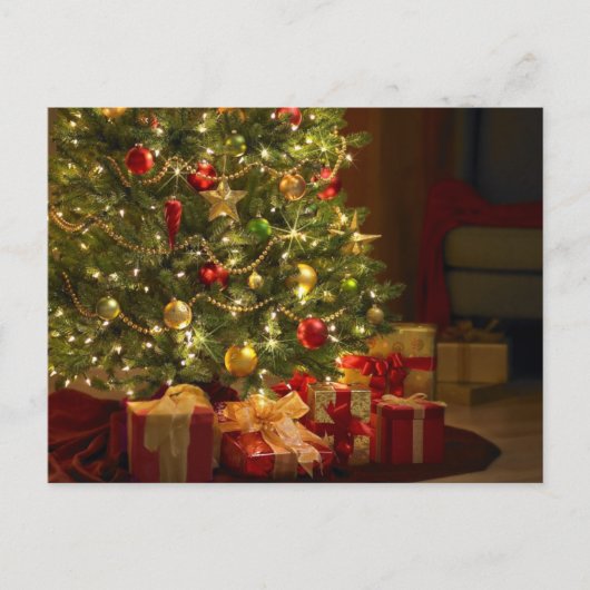 クリスマスツリーとギフト シーズンポストカード (正面)