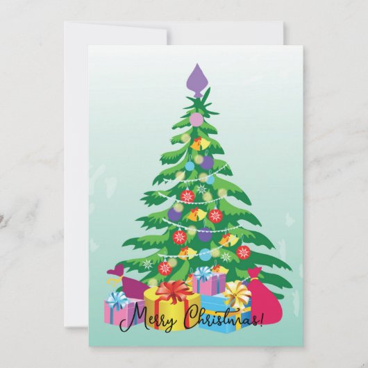 クリスマスツリーとギフト 招待状 (正面)