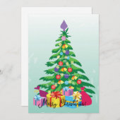 クリスマスツリーとギフト 招待状 (正面/裏面)