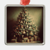 クリスマスツリーとギフトBohoクリスマス休日 メタルオーナメント (正面)