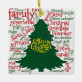 クリスマスツリーとクリスマスの言葉 セラミックオーナメント (正面)
