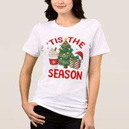 クリスマスツリーとコーヒーのギフトデザイン Tis The Season トライブレンドＴシャツ