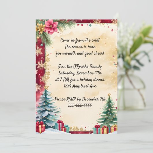 クリスマスツリーとゴールデンスノーフレーク 招待状 (スタンド正面)