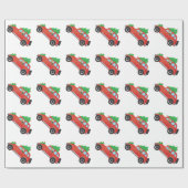 クリスマスツリーとゴールデンレトリバー車 ラッピングペーパー (フラット)