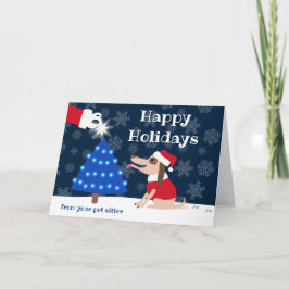 クリスマスツリーとサンタのペットシッター犬 カード