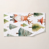 クリスマスツリーとサンタクロースの水彩画 バスタオルセット (ハンドタオル)