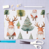 クリスマスツリーとサンタクロースの水彩画 薄葉紙 (クラフト)