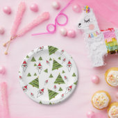 クリスマスツリーとサンタクロース ペーパープレート (パーティー)