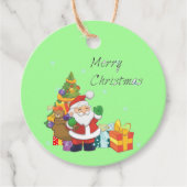クリスマスツリーとサンタメリークリスマスグリーン フェイバータグ (正面)