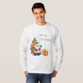 クリスマスツリーとサンタメリークリスマスホワイト Tシャツ (正面フル)