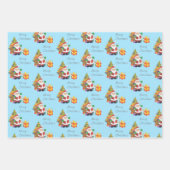 クリスマスツリーとサンタメリークリスマス ラッピングペーパーシート (正面3)