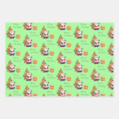 クリスマスツリーとサンタメリークリスマス ラッピングペーパーシート (正面)