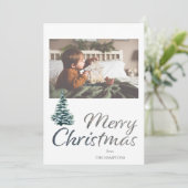 クリスマスツリーとシルバーグリッターのフォトカード (スタンド正面)