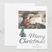 クリスマスツリーとシルバーグリッターのフォトカード (正面/裏面)