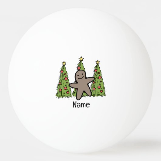 クリスマスツリーとジンジャーパン 卓球ボール (正面)