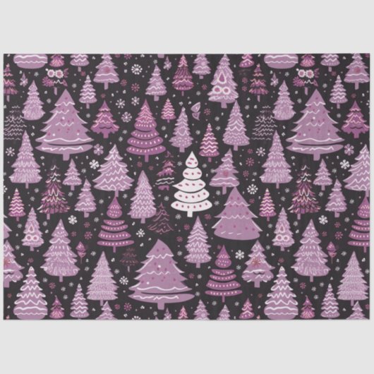 クリスマスツリーとスターパープルホワイトクリスマス 薄葉紙 (正面)