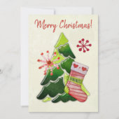 クリスマスツリーとストッキングのファンシー カード (正面)