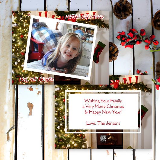 クリスマスツリーとストッキングの写真 ホリデー シーズンカード