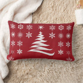 クリスマスツリーとスノーフレークスアートフル装飾用クッション ランバークッション (ブランケット)