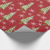 クリスマスツリーとスノーフレークスホリデー ラッピングペーパー (角)
